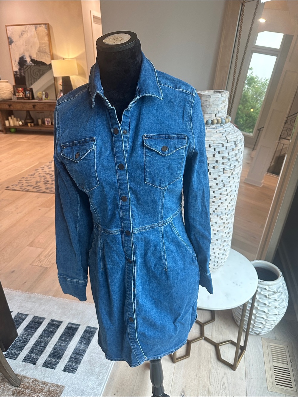 Free People Classic Blue Denim Button-Front Jean Dress